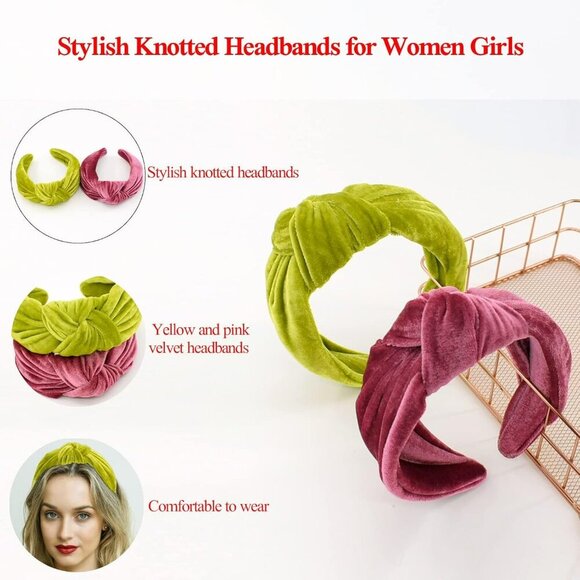 Headbands for Women Velvet Knotted Wide Headband Large Fashion Womens Head Band - Picture 3 of 5